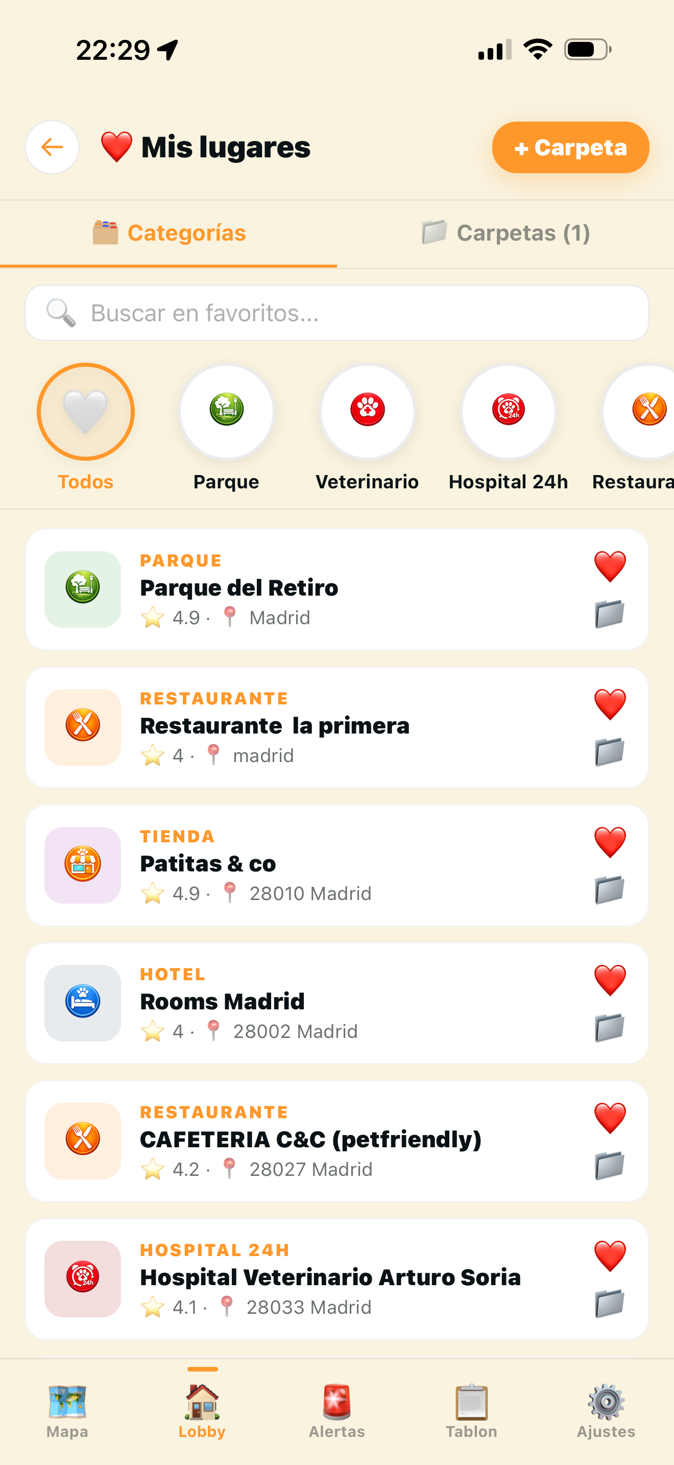 Favoritos y carpetas