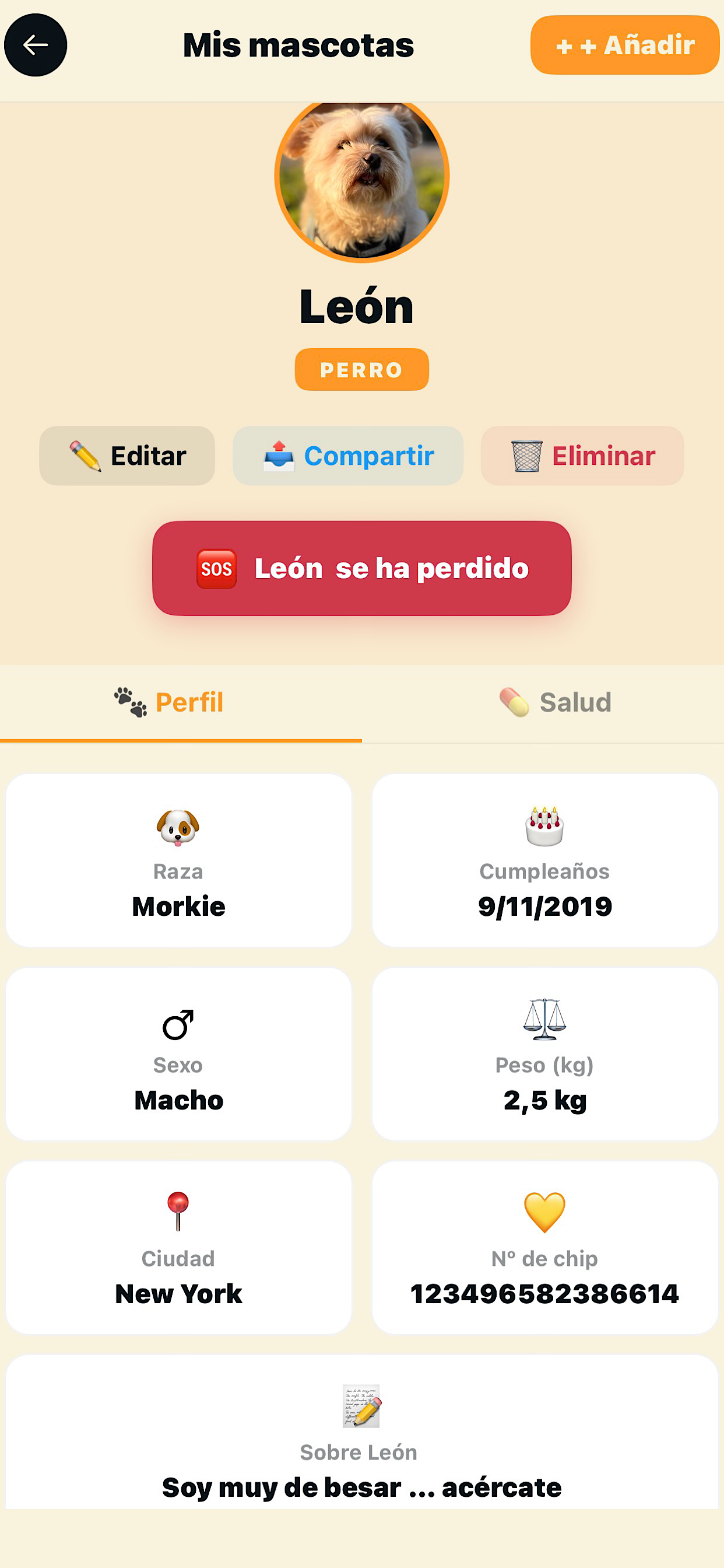 Perfil de mascota